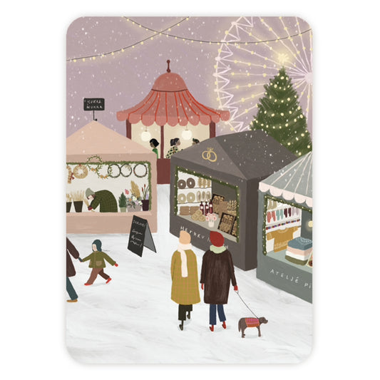 1-osainen joulukortti Joulumarkkinat