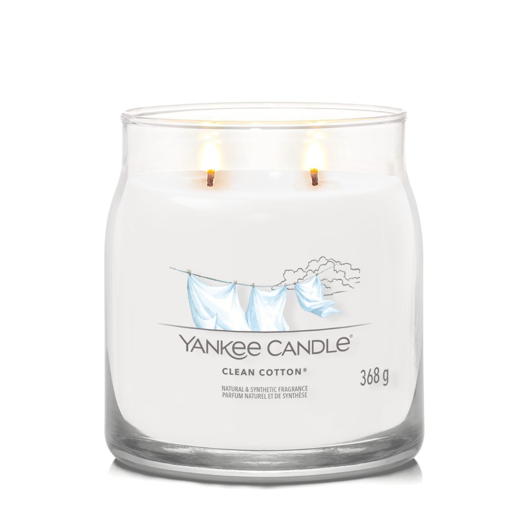 Yankee Candle Clean Cotton Signature – Medium Jar Tuoksukynttilä