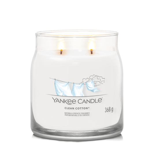 Yankee Candle Clean Cotton Signature – Medium Jar Tuoksukynttilä